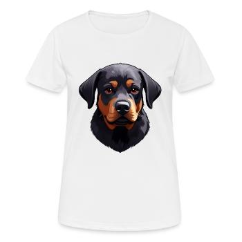 Adorable Rottweiler puppy - Women's Breathable T-Shirt - white - Front - AI Model Female 172 dark (172cm)