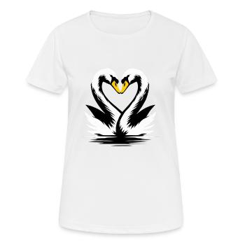 Des cygnes déchirants qui font le cœur - T-shirt respirant Femme - blanc - Devant - AI Model Female 172 dark (172cm)