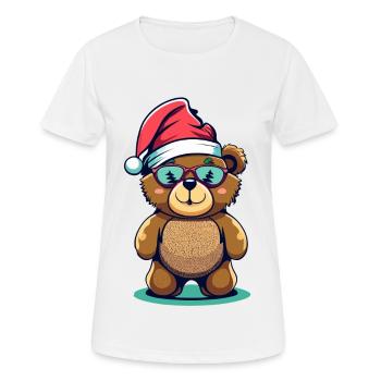 Ours en peluche avec chapeau de Noël - T-shirt respirant Femme - blanc - Devant - AI Model Female 172 dark (172cm)