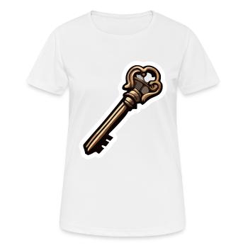 Schlüssel / Schloss / verschlossen / Sicherheit - Frauen T-Shirt atmungsaktiv - Weiß - Vorne - AI Model Female 172 dark (172cm)