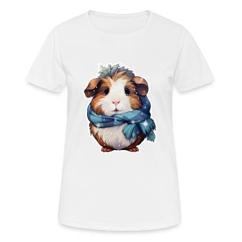 Meerschweinchen mit Schal - Frauen T-Shirt atmungsaktiv - Weiß - Vorne - AI Model Female 172 dark (172cm)