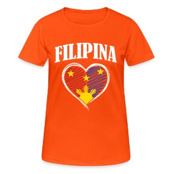 Philippinen Filipina Flagge Stolz I Geschenk - Frauen T-Shirt atmungsaktiv - Neonorange - Vorne - AI Model Female 172 dark (172cm)