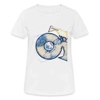 Disque vinyle avec pochette - T-shirt respirant Femme - blanc - Devant - AI Model Female 172 dark (172cm)