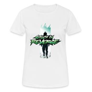 im Rückwärtsgang steckengeblieben - Frauen T-Shirt atmungsaktiv - Weiß - Vorne - AI Model Female 172 dark (172cm)