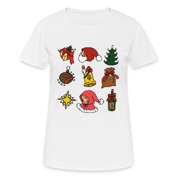 süße Weihnachten mit Christkind, Santa, Tannenbaum - Frauen T-Shirt atmungsaktiv - Weiß - Vorne - AI Model Female 172 dark (172cm)