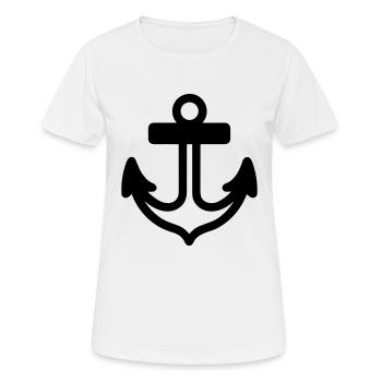 Anker - Frauen T-Shirt atmungsaktiv - Weiß - Vorne - AI Model Female 172 dark (172cm)