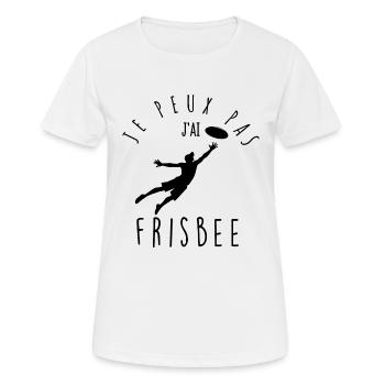 Ich kann nicht, ich frisbee. - Frauen T-Shirt atmungsaktiv - Weiß - Vorne - AI Model Female 172 dark (172cm)