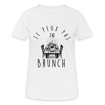 Ich kann nicht, ich brunche. - Frauen T-Shirt atmungsaktiv - Weiß - Vorne - AI Model Female 172 dark (172cm)