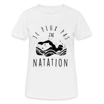 Je peux pas, j'ai natation. - T-shirt respirant Femme - blanc - Devant - AI Model Female 172 dark (172cm)