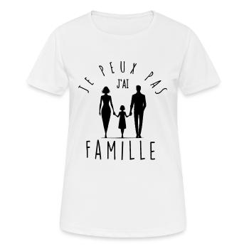 Je peux pas, j'ai famille. - T-shirt respirant Femme - blanc - Devant - AI Model Female 172 dark (172cm)