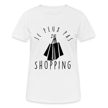 Ich kann nicht, ich muss einkaufen. - Frauen T-Shirt atmungsaktiv - Weiß - Vorne - AI Model Female 172 dark (172cm)