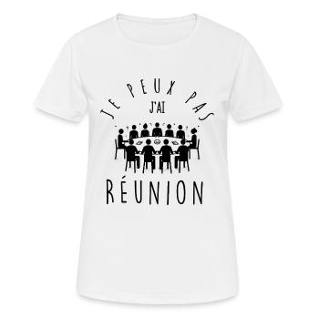 Ich kann nicht, ich habe ein Meeting. - Frauen T-Shirt atmungsaktiv - Weiß - Vorne - AI Model Female 172 dark (172cm)