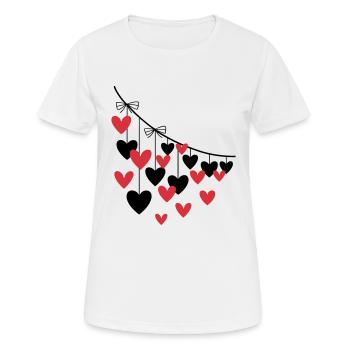 Herzgirlande Viele Herzen - Frauen T-Shirt atmungsaktiv - Weiß - Vorne - AI Model Female 172 dark (172cm)
