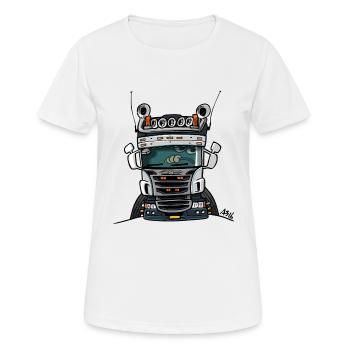 0323 S camion bas gris blanc bleu - T-shirt respirant Femme - blanc - Devant - AI Model Female 172 dark (172cm)