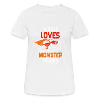 Dieses Kind liebt Monster Trucks - Frauen T-Shirt atmungsaktiv - Weiß - Vorne - AI Model Female 172 dark (172cm)