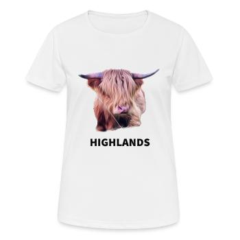 Highland Rind - Frauen T-Shirt atmungsaktiv - Weiß - Vorne - AI Model Female 172 dark (172cm)