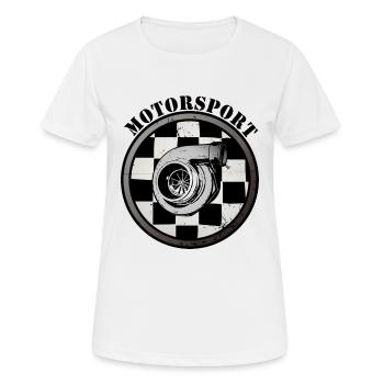 Motorsport - Frauen T-Shirt atmungsaktiv - Weiß - Vorne - AI Model Female 172 dark (172cm)