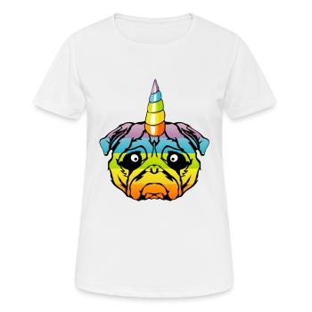 Hund Einhorn Horn Kopf Phantasie 2703 o - Frauen T-Shirt atmungsaktiv - Weiß - Vorne - AI Model Female 172 dark (172cm)