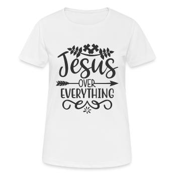 jesus over everything - Women's Breathable T-Shirt - white - Front - AI Model Female 172 dark (172cm)