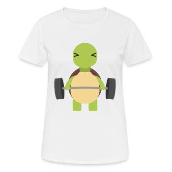 Fitness Gym Workout Deadlifts Gewichtheben Turtle - Frauen T-Shirt atmungsaktiv - Weiß - Vorne - AI Model Female 172 dark (172cm)