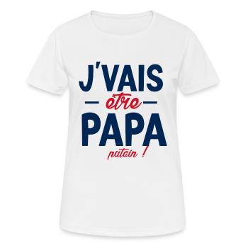 Je vais être papa. Putain ! futur papa ,futur père - T-shirt respirant Femme - blanc - Devant - AI Model Female 172 dark (172cm)