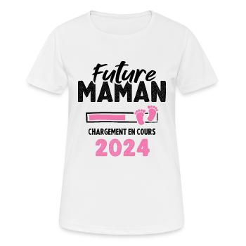 Future Maman 2024 Chargement En Cours - T-shirt respirant Femme - blanc - Devant - AI Model Female 172 dark (172cm)