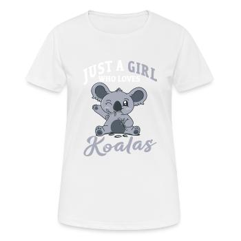 just a girl who loves koalas. Koala. Fluffel - Women's Breathable T-Shirt - white - Front - AI Model Female 172 dark (172cm)