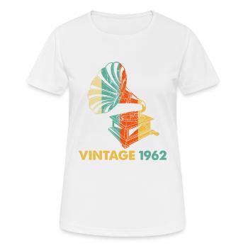Gramophone vintage 60ème anniversaire 1962 60 ans - T-shirt respirant Femme - blanc - Devant - AI Model Female 172 dark (172cm)