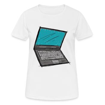 Croquis d’ordinateur portable - T-shirt respirant Femme - blanc - Devant - AI Model Female 172 dark (172cm)