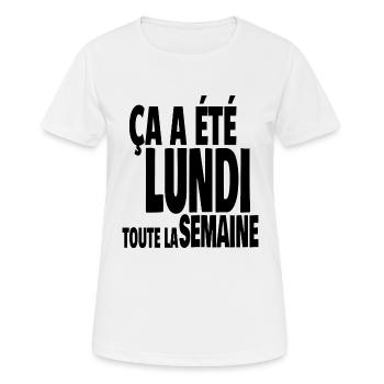 lundi toute la semaine - T-shirt respirant Femme - blanc - Devant - AI Model Female 172 dark (172cm)