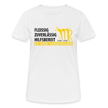 Sternzeichen Jungfrau Eigenschaften - Frauen T-Shirt atmungsaktiv - Weiß - Vorne - AI Model Female 172 dark (172cm)