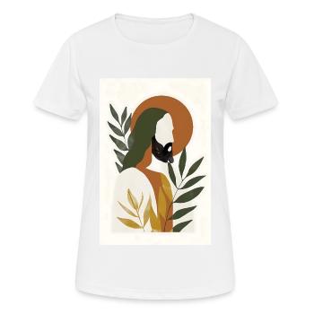 Boho Jésus Art mural, Téléchargement numérique, Boho - T-shirt respirant Femme - blanc - Devant - AI Model Female 172 dark (172cm)