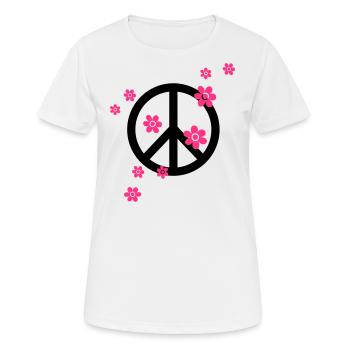 Peace Frieden Blumen Liebe Symbol Hippie Sommer - Frauen T-Shirt atmungsaktiv - Weiß - Vorne - AI Model Female 172 dark (172cm)