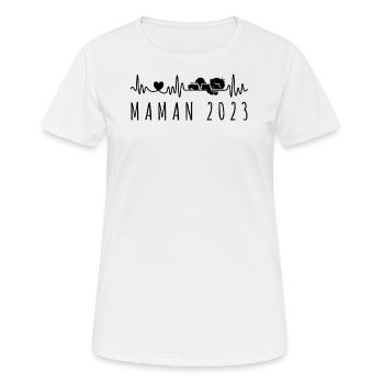 Maman 2023 ECG Annoncer La Grossesse Future Mère - T-shirt respirant Femme - blanc - Devant - AI Model Female 172 dark (172cm)