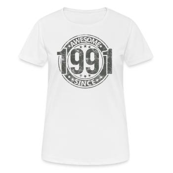 Awesome Since Jahrgang 1991 Retro Geburtstag - Frauen T-Shirt atmungsaktiv - Weiß - Vorne - AI Model Female 172 dark (172cm)