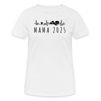 Maman 2025 Bébé Battement de cœur à la grossesse - T-shirt respirant Femme - blanc - Devant - AI Model Female 172 dark (172cm)