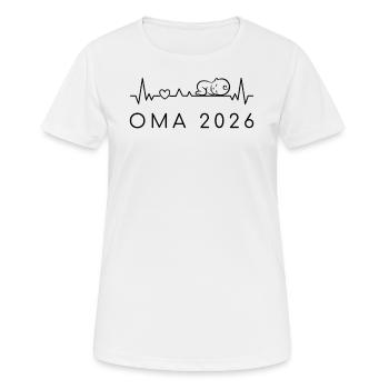 Oma 2026 Baby Herzschlag Puls Nachwuchs Verkünden - Frauen T-Shirt atmungsaktiv - Weiß - Vorne - AI Model Female 172 dark (172cm)