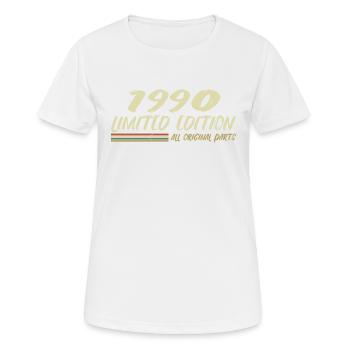 1990 Geburtstagsgeschenkidee 1990 - Frauen T-Shirt atmungsaktiv - Weiß - Vorne - AI Model Female 172 dark (172cm)