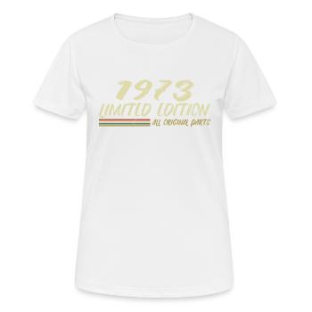 1973 Geburtstagsgeschenkidee 1973 - Frauen T-Shirt atmungsaktiv - Weiß - Vorne - AI Model Female 172 dark (172cm)