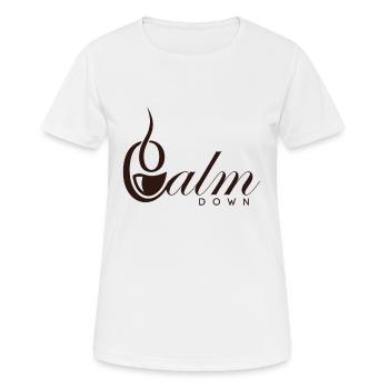 Entspannung und Relax. Just Calm Down - Frauen T-Shirt atmungsaktiv - Weiß - Vorne - AI Model Female 172 dark (172cm)