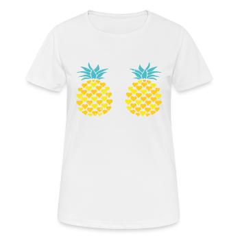 Sexy Frauen Ananas Brüste T-Shirt Lustiges Design - Frauen T-Shirt atmungsaktiv - Weiß - Vorne - AI Model Female 172 dark (172cm)