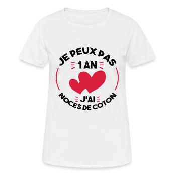 Je peux pas j'ai noces de coton - T-shirt respirant Femme - blanc - Devant - AI Model Female 172 dark (172cm)