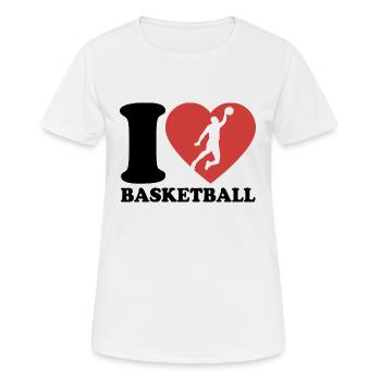 J’aime le basket-ball - Coeur - Hobby - T-shirt respirant Femme - blanc - Devant - AI Model Female 172 dark (172cm)