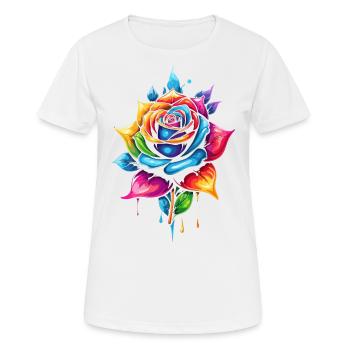 Rose mehrfarbige Blume - Frauen T-Shirt atmungsaktiv - Weiß - Vorne - AI Model Female 172 dark (172cm)