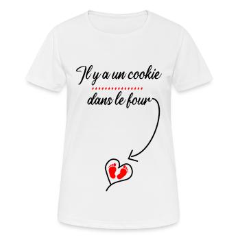 Announce pregnancy: there is a cookie in the oven - Women's Breathable T-Shirt - white - Front - AI Model Female 172 dark (172cm)