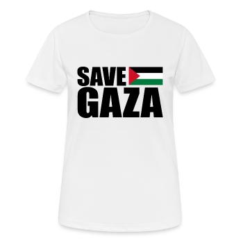 Save gaza - T-shirt respirant Femme - blanc - Devant - AI Model Female 172 dark (172cm)