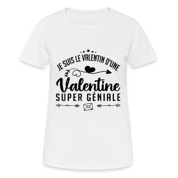 je suis le valentin d'une valentine super génial - T-shirt respirant Femme - blanc - Devant - AI Model Female 172 dark (172cm)