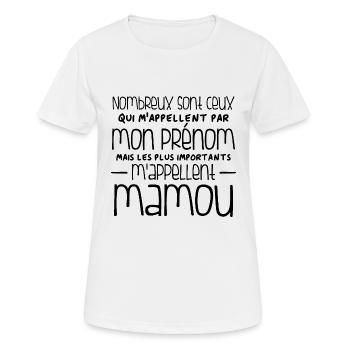 Humour mamou - T-shirt respirant Femme - blanc - Devant - AI Model Female 172 dark (172cm)