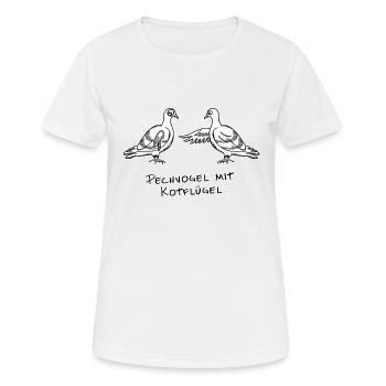 Pechvogel mit Kotflügel, keine Turteltauben, Möwen - Frauen T-Shirt atmungsaktiv - Weiß - Vorne - AI Model Female 172 dark (172cm)