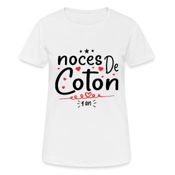 noces de coton - T-shirt respirant Femme - blanc - Devant - AI Model Female 172 dark (172cm)